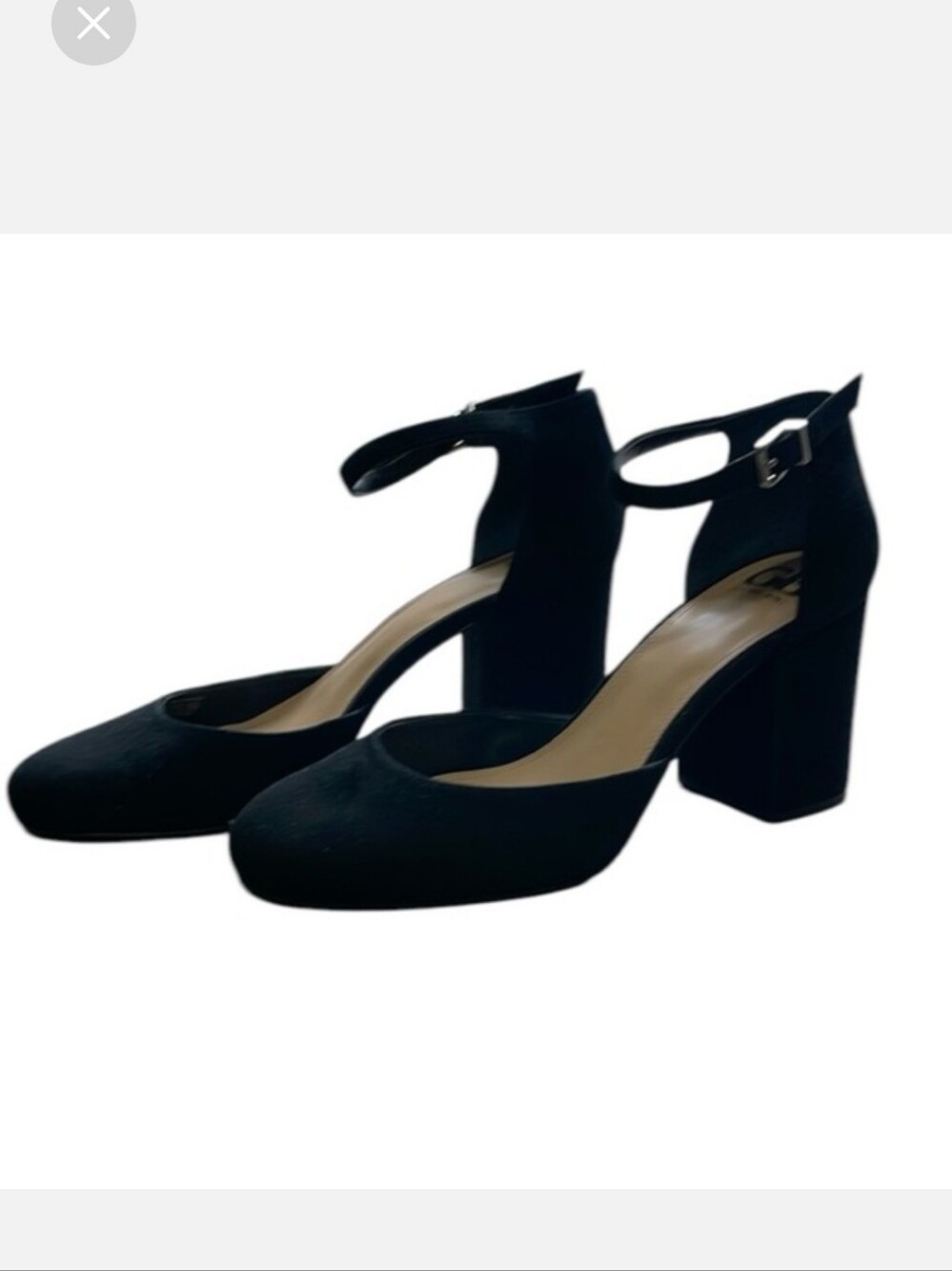 Gianni Bini Black Ankle-Strap Block Heels